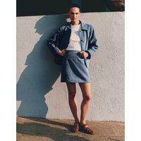 M&S Suedette Mini A-Line Skirt Grey Blue