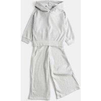M&S 2 Piece Cosy Ribbed Hooded Outfit (2-10 Yrs) Grey Marl