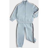 M&S 2 Piece Cotton Rich Side Taped Outfit (2-8 Yrs) Light Steel Blue