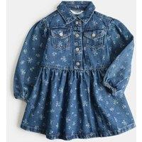 M&S Denim Floral Dress (2-10 Yrs) Denim