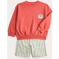 M&S 2 Piece Cotton Rich Striped Outfit (2-8 Yrs) Red Mix