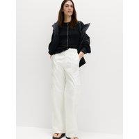 M&S Lyocell Rich Cargo Wide Leg Trousers Ivory
