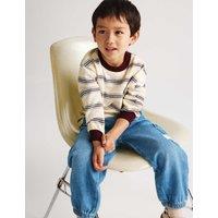 M&S Pure Cotton Textured Striped Top (2-8 Yrs) Cream Mix