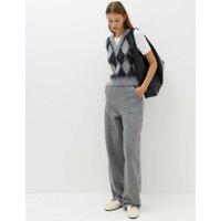 M&S Pure Cotton Pintuck Barrel Leg Joggers Grey Marl