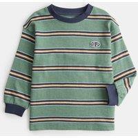 M&S Pure Cotton Textured Striped Top (2-8 Yrs) Green Mix