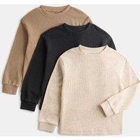 M&S 3 Pack Pure Cotton Waffle Tops (2-8 Yrs) Neutral