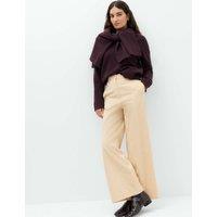 M&S Pure Cotton Cord Wide Leg Trousers Beige