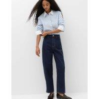 M&S Cotton Rich High Waisted Carrot Leg Jeans Indigo Mix