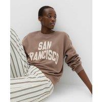 M&S Cotton Rich Graphic Sweatshirt Light Brown