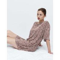 M&S Cotton Modal Printed Relaxed Nightdress Brown Mix