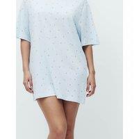 M&S Cotton Modal Printed Relaxed Nightie Light Blue Mix