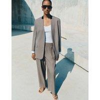 M&S Pleated Wide Leg Trousers Light Grey