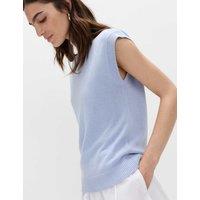 M&S Muscle Knitted Vest With Linen Pale Blue