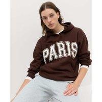 M&S Cotton Rich Graphic Hoodie Chocolate
