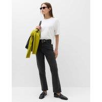 M&S Mid Rise Straight Leg Ankle Length Jeans Black