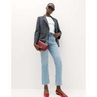 M&S Mid Rise Straight Leg Ankle Length Jeans Light Indigo