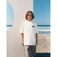 M&S Pure Cotton Surf Club Graphic T-Shirt (6-16 Yrs) Ecru