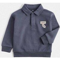 M&S Cotton Rich Badge Sweatshirt (2-8 Yrs) Navy