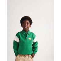 M&S Cotton Rich Half Zip Collared Sweatshirt (2-8 Yrs) Green