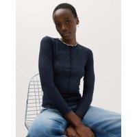 M&S Double Layer Lettuce Hem Top Navy Mix
