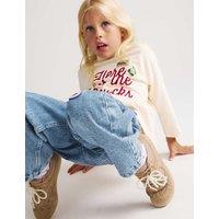M&S Denim Badge Barrel Leg Jeans (2-8 Yrs) Denim