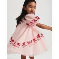 M&S Bow Mesh Dress (2-10 Yrs) Pale Pink