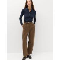 M&S Double Pleat Cuff Detail Trousers Moss