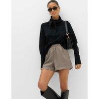 M&S Herringbone High Waisted Shorts Neutral