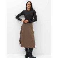 M&S Checked Midi Circle Skirt Brown Mix
