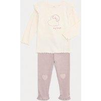 M&S 2 Piece Heart Dog Outfit (0-3 Yrs) Cream Mix