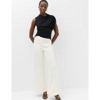 M&S Premium Jersey Seam Detail Wide Leg Trousers Ecru