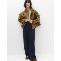 M&S Premium Jersey Seam Detail Wide Leg Trousers Navy