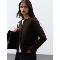 Autograph Pure Cashmere Crew Neck Button Front Cardigan Bitter Chocolate