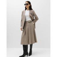M&S Pleated Midi Wrap Kilt Grey