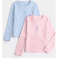 M&S 2 Pack Cotton Rich Disney Frozen Tops (2-8 Yrs) Blue