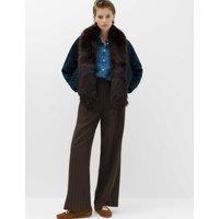 M&S Pinstripe Pleat Front Wide Leg Trousers Chocolate Mix