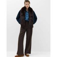 M&S Pinstripe Pleat Front Wide Leg Trousers Chocolate Mix