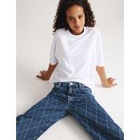 M&S Denim Jacquard Wide Leg Jeans (6-16 Yrs) Dark Denim