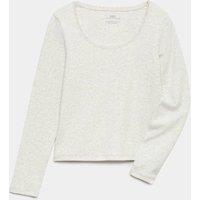 M&S Cotton Rich Lace Trim Top (6-16 Yrs) Grey Marl