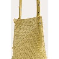 JAEGER Leather Lattice Cross Body Bag Yellow