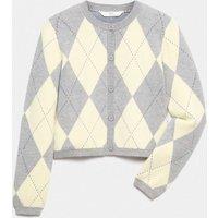 M&S Argyle Cardigan (6-16 Yrs) Yellow Mix