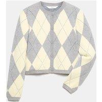 M&S Argyle Cardigan (6-16 Yrs) Yellow Mix