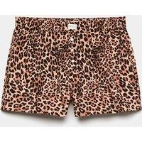 M&S Pure Cotton Animal Print Pyjama Shorts Brown Mix
