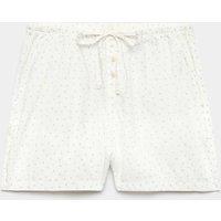M&S Pure Cotton Poplin Spot Print Pyjama Shorts Ivory Mix