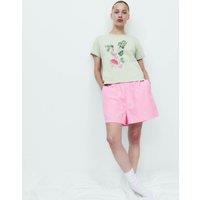 M&S Pure Cotton Striped Pyjama Shorts Medium Rose