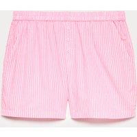 M&S Pure Cotton Striped Pyjama Shorts Medium Rose