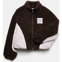 M&S Slogan Borg Fleece Zip Through Sweatshirt (6-16 Yrs) Pink Mix