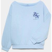 M&S Cotton Rich Slouchy IDK Slogan Sweatshirt (6-16 Yrs) Light Blue