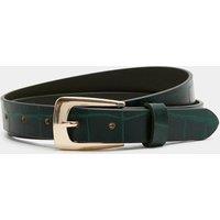M&S Leather Croc Effect Covered Buckle Jeans Belt Forest Green