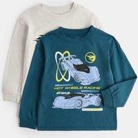 M&S 2 Pack Pure Cotton Hot Wheels Tops (2-8 Yrs) Cream Mix